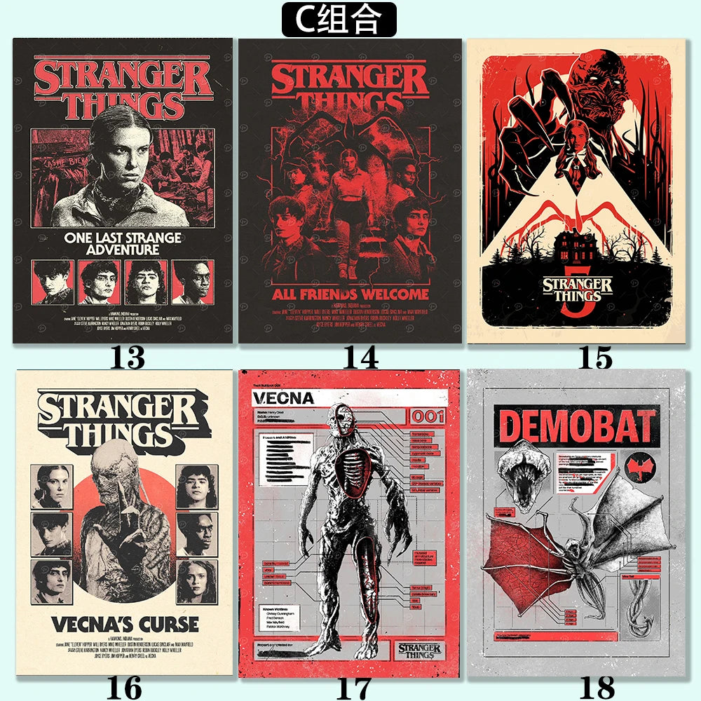 1PCS S-StrangerThings 5 Theme Frameless Canvas Core Print - HD Poster Decor Home Decor Living Room Bedroom Movie Peripheral