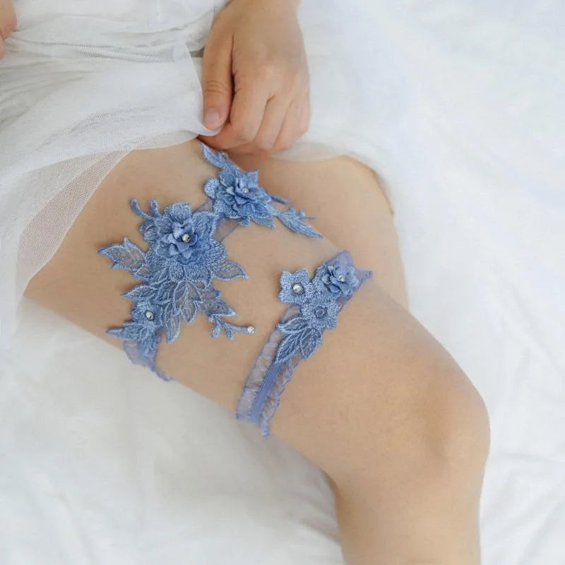 Lace Garter Belt Fashion Women Bride Sexy Lace Flower Rhinestones Wedding Thigh Leg Garter Ring For Wedding Accessories