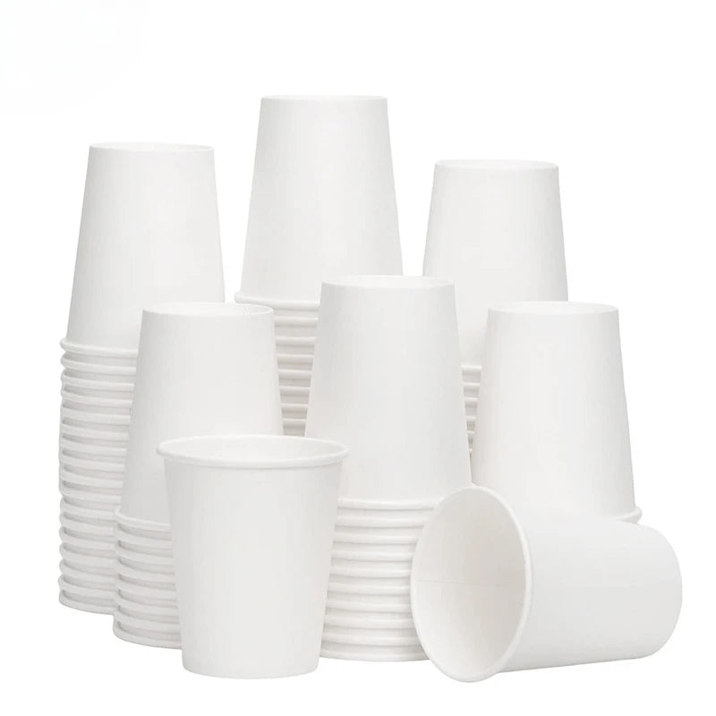 50/100PCS White Disposable Paper Cups Mini Supermarket Tasting Cups Party Christmas New Year Coffee Snacks Candy Juice Tableware