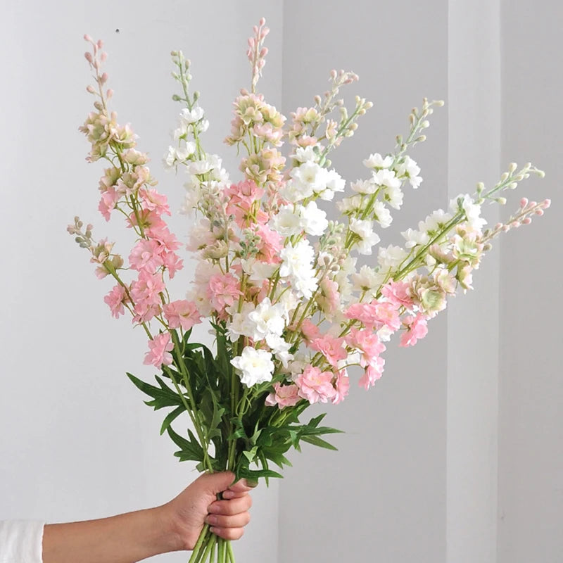 YeeNanee 32" Long Delphinium Artificial Flowers White Larkspur Silk Flowers Bulk for Tall Vase Wedding Arrangements Home Decor