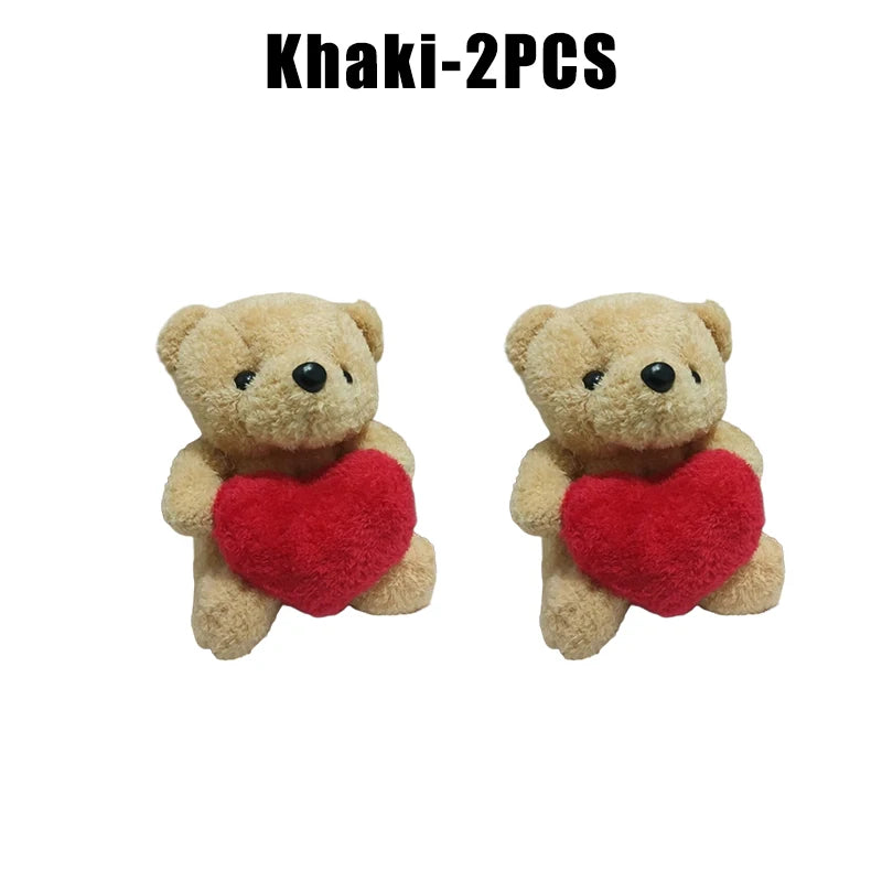 1/3/6PCS 20cm Heart Teddy Bear Plush Cuddly Stuffed Animal Holding Heart for Valentine's Day Christmas Gift Giving