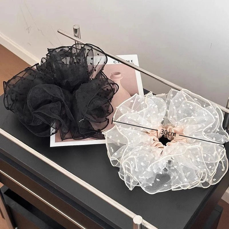 Women's Hair Accessories; Big Black Scrunchies Hairties for Buns and Ponytails, Chic Headwear Hair Bands