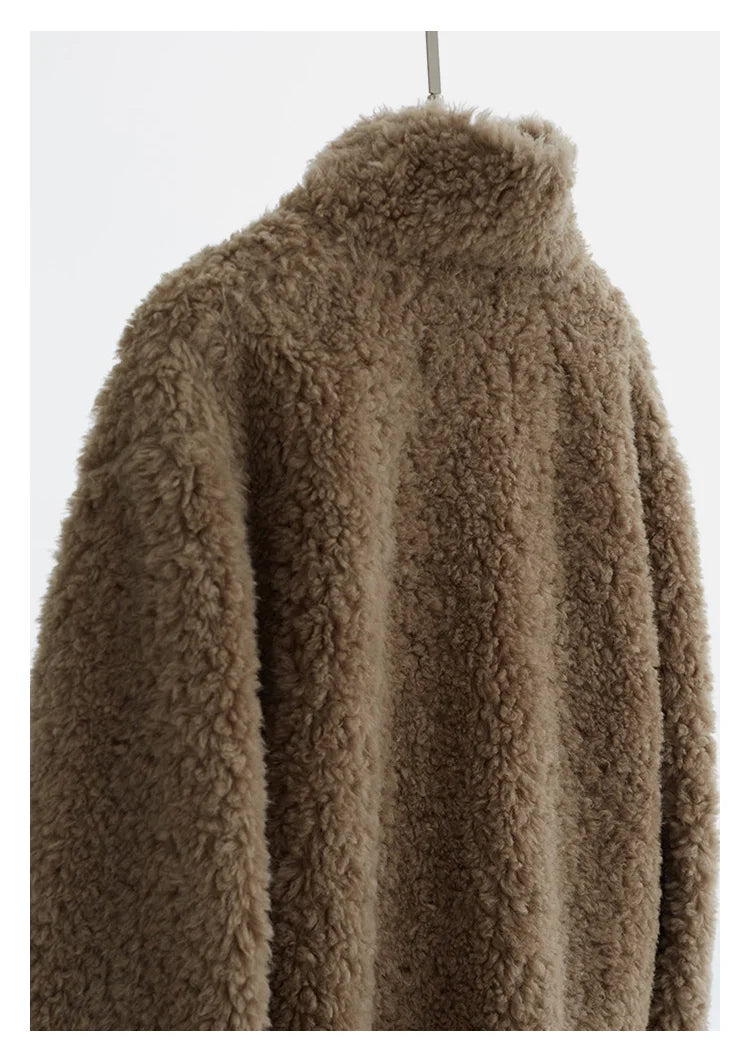 Teddy Style 100% Wool Coat ~ Women's Short Lazy-Style Jacket Loose Top Autumn and Winter New Model 2025 Faux Fur