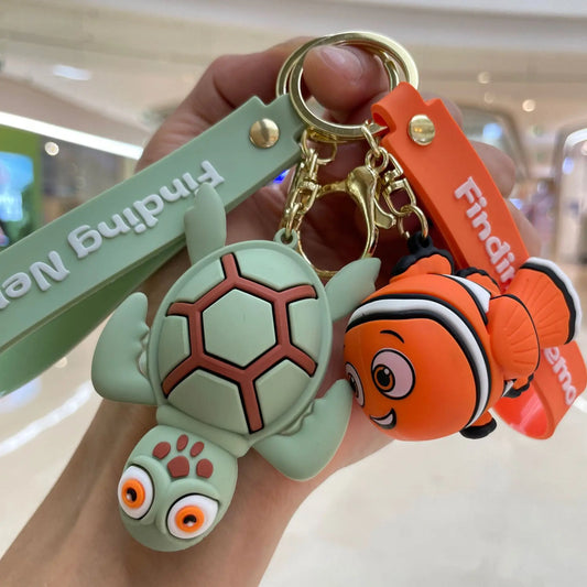 Disney Cartoon Keychain Toy Finding Nemo Dory Nemo Double Sided Keyring Kawaii Animal Pendant Collectible Doll Bag Decoration