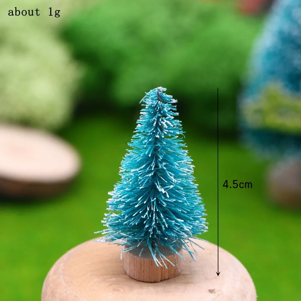 1Pcs "Merry Chrismas" Sisal  Simulation Christmas Tree Miniature Scene  Snowflakes Little Pine Needle Tree Dollhouse Decor