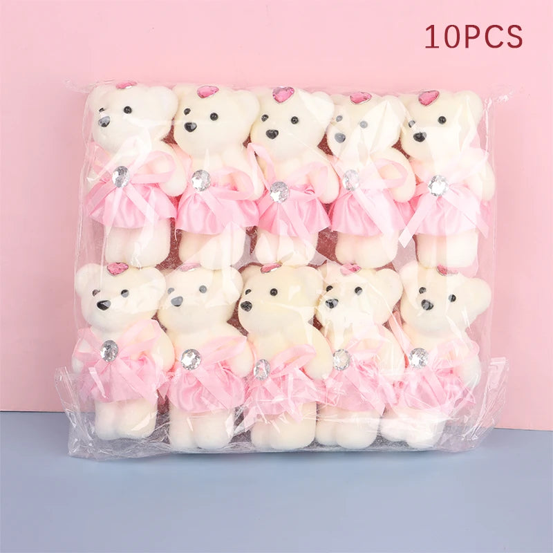 10Pcs 12cm Valentine'S Day Bear Flower Bouquet Cartoon Plush Doll Teddy Bear Bouquets Graduation Birthday Wedding Gifts