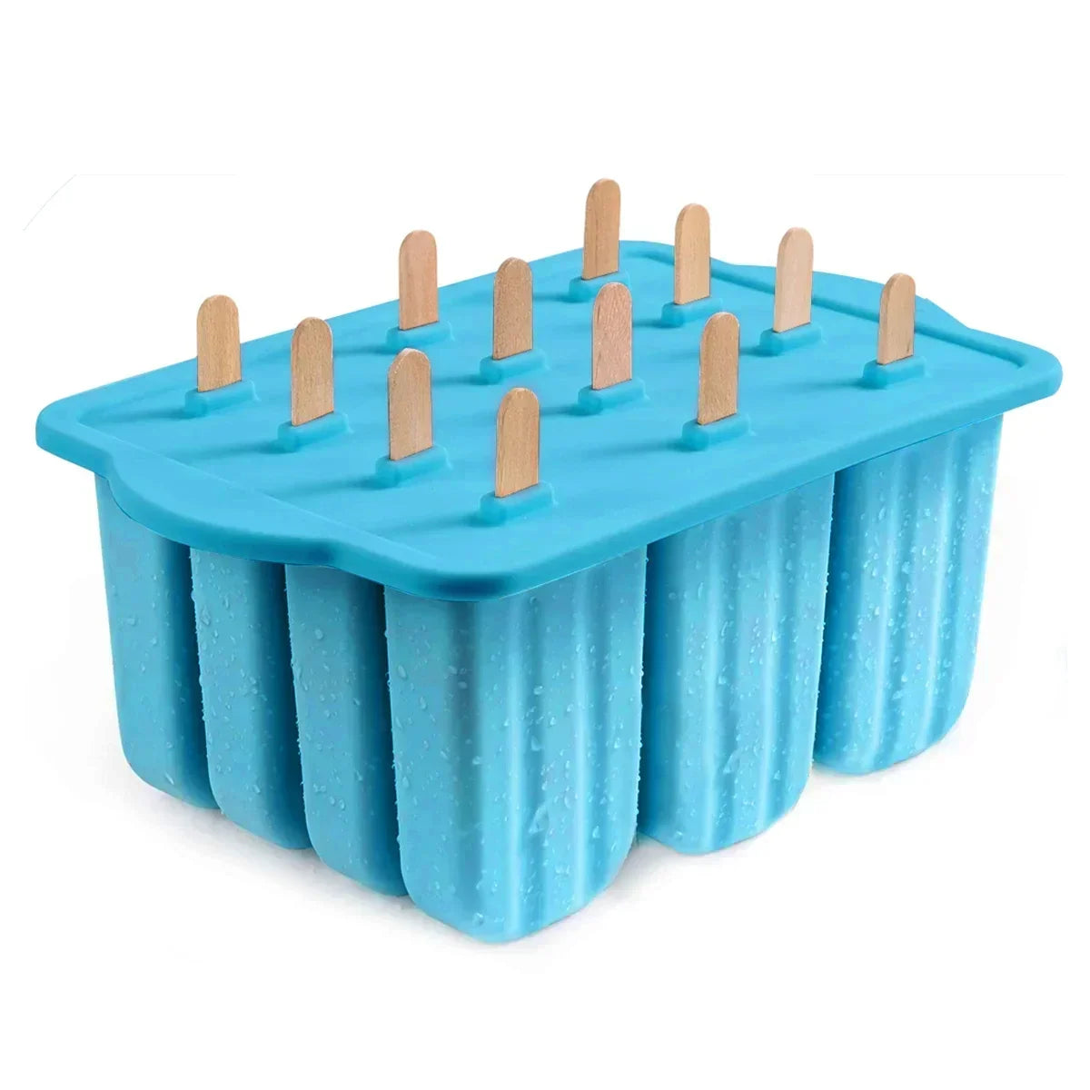 Popsicle Molds Silicone 12 Pieces Popsicle Trays for Freezer Homemade Ice Cream Popsicle Molds with 50Pcs Popsicle Sticks