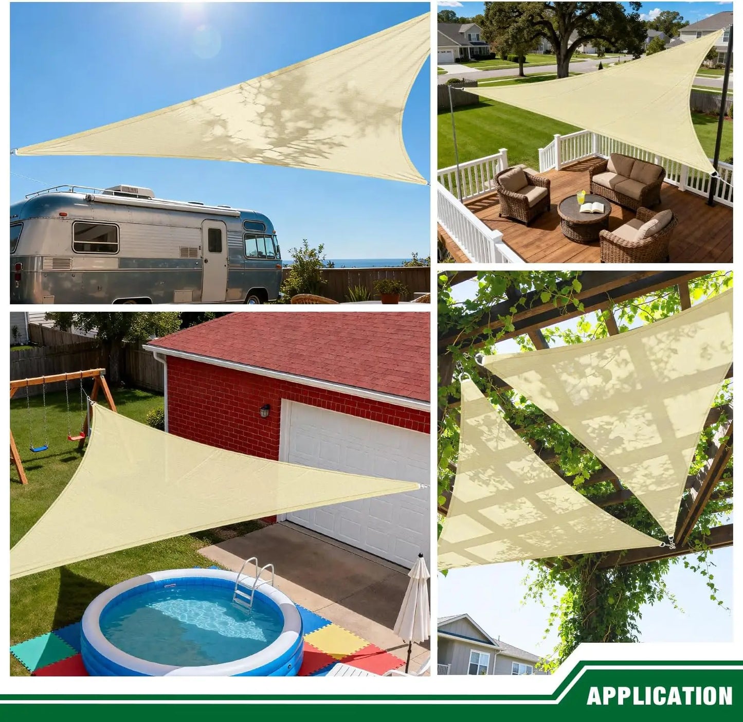 Triangle Sun Shade Sail Canopy 98% UV Block Sun Shelter Shade Cover for Outdoor Patio Pool Beach Backyard Garden Sunscreen Tents