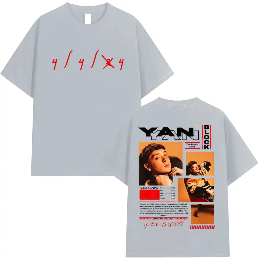 Rapper Yan Block Carlos Yandre Album Tour 2025 Pop Graphic T Shirts Men's Hip Hop Gothic High Quality Cotton T-shirts Streetwear