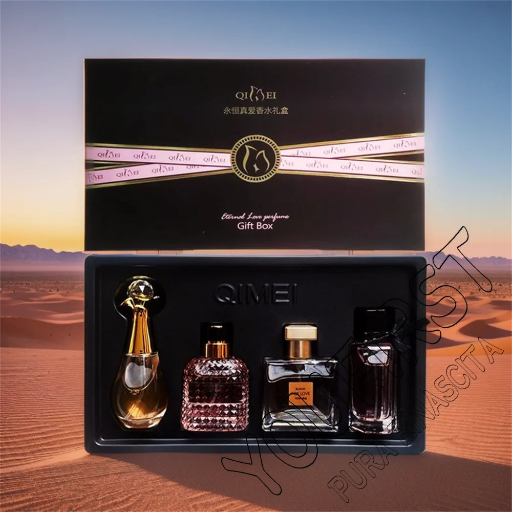 Luxury Brand Perfume Women Eau De Parfum Femme Gift Box 4Pcs Set 100ml Perfumes De Mujer Fresh Natural Floral Fruity Scent Spray