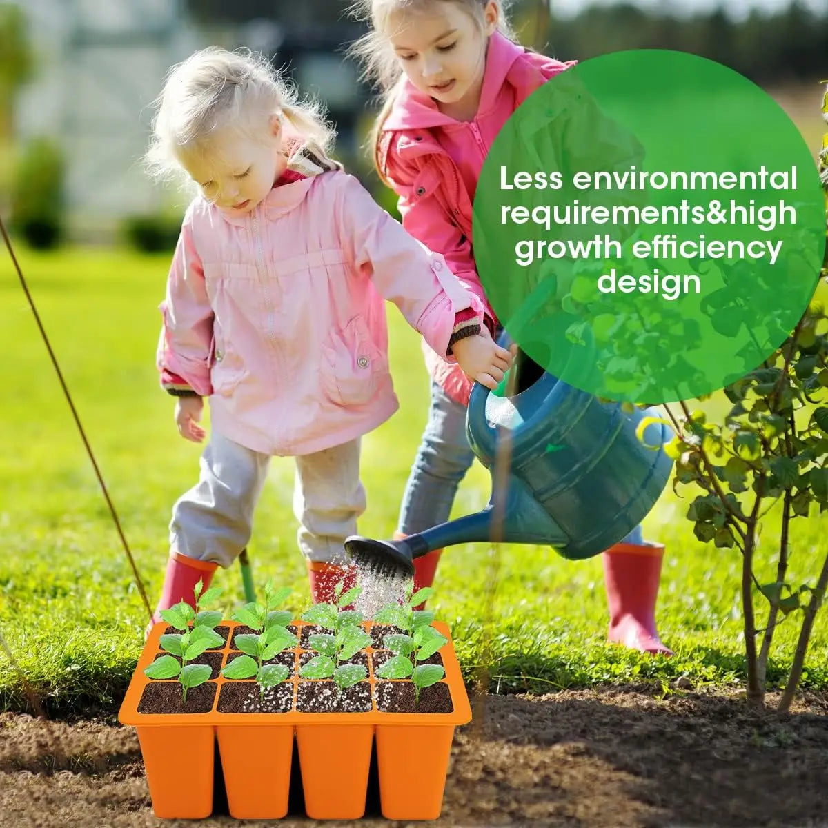 Seed Starting Tray Silicone 12 Cell Seed Starter Kit with Drain Holes Plant Germination Trays, Seedling Plug Trays for Gardening