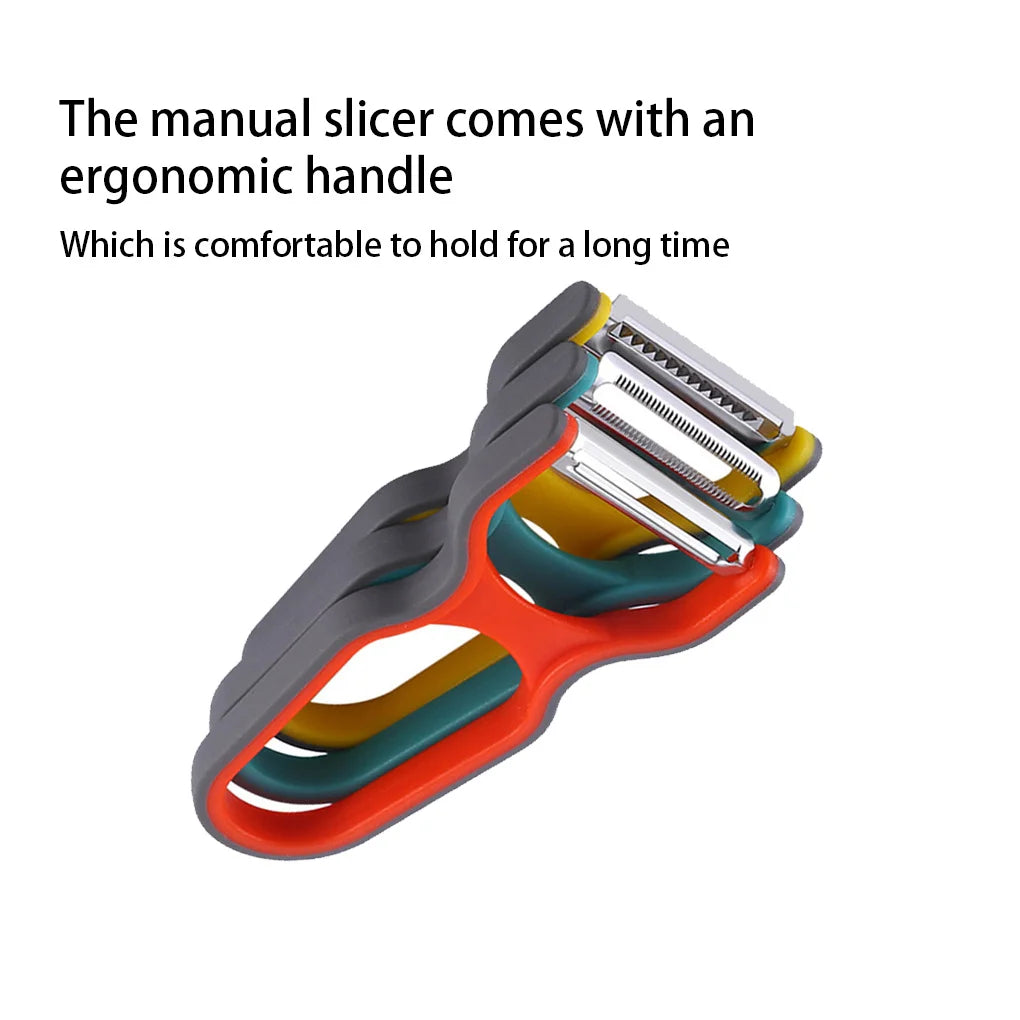 3Pcs Stainless Steel Multi-Function Potato Peeler Fruit Vegetable Chopper Mini Spud Slicer Grater Set Random Color Kitchen Tools