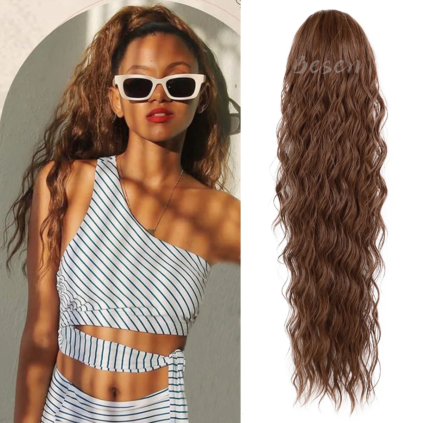 Synthetic Ponytail Extension Curly Wavy Drawstring Ponytail Hair Extensions for Women Clip in Pony Tails Hairpieces Daily Party