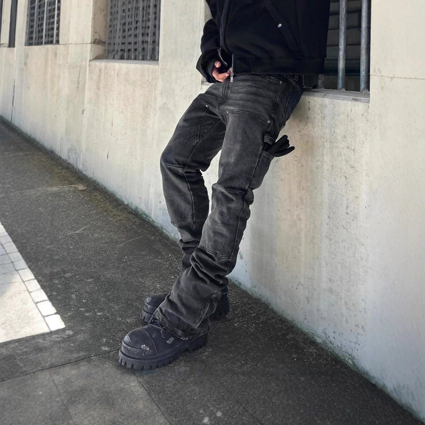 2025 New High Street Black Fashion Trend Men's Casual Denim Pants Slim Fit Stretch Denim Pants Men European Sizes