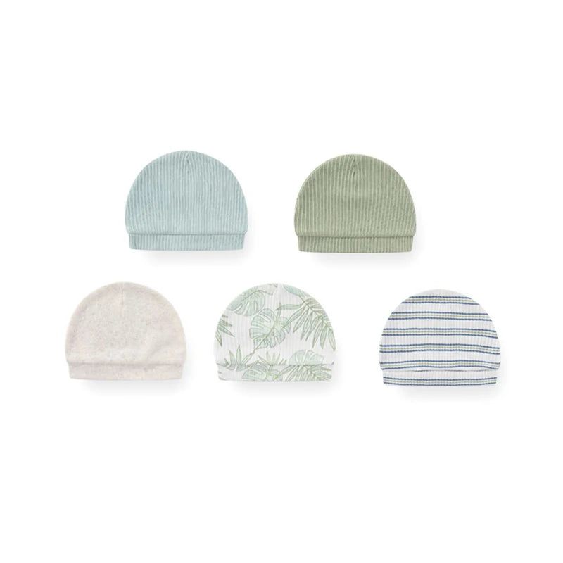 5Pieces Newborn Baby Boy Hats Cartoon Print 100%Cotton Baby Girls Hats 0-6Months Soft Solid Color Infant Accessories