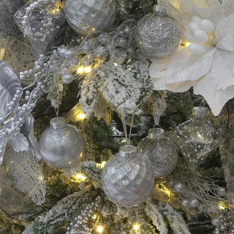 2Pcs Christmas Decoration Glitter Branches Christmas Tree Ornaments Artificial Flowers for Home Xmas New Year Party Accessories