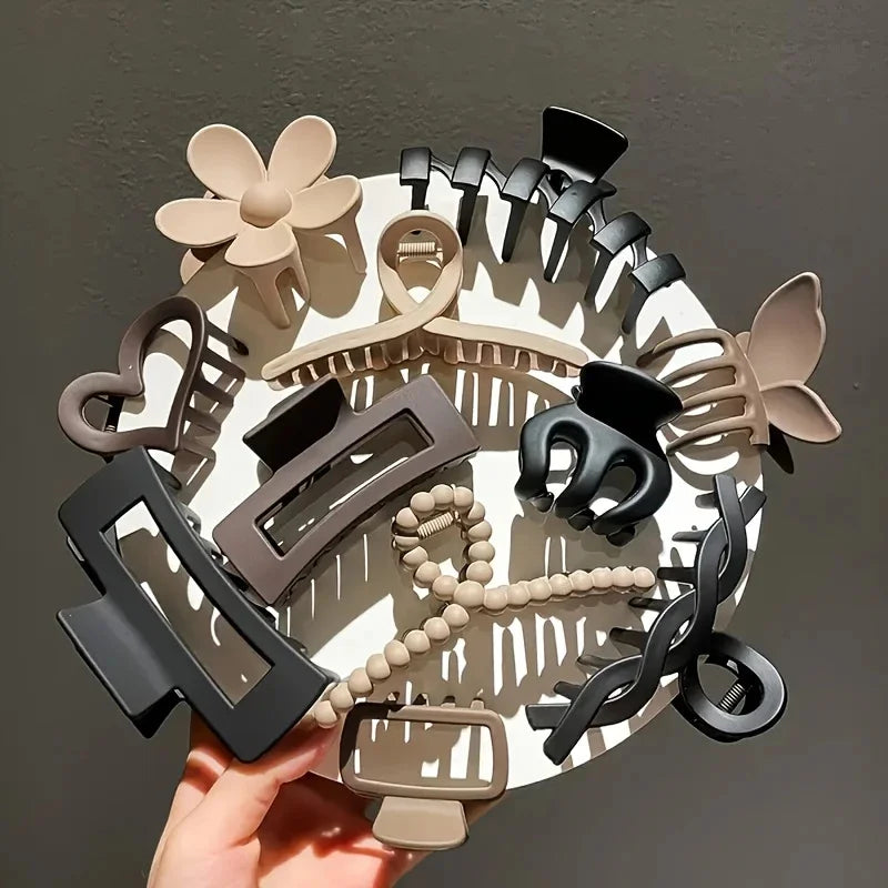 11Pcs Assorted Hair Claw Clips Versatile Elegant & Cute Hair Accessories for Work Travel and Daily Photoshoots Matte Design