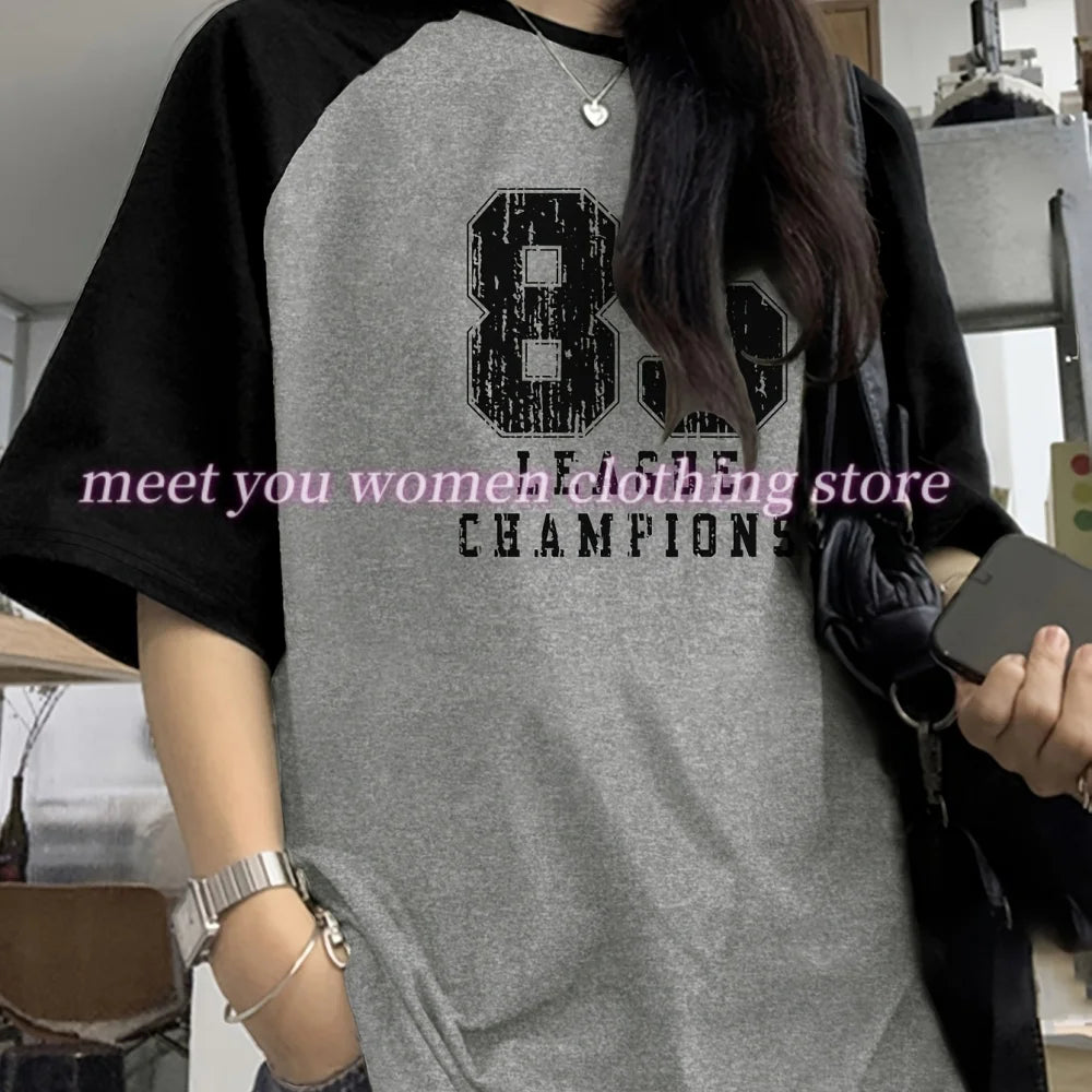 summer  NO.85  Print Woman 5 colors T Shirt Girl Oversize Daily Top Female Creativity Streettshirt O-Neck T-Shirt Casual Clothes