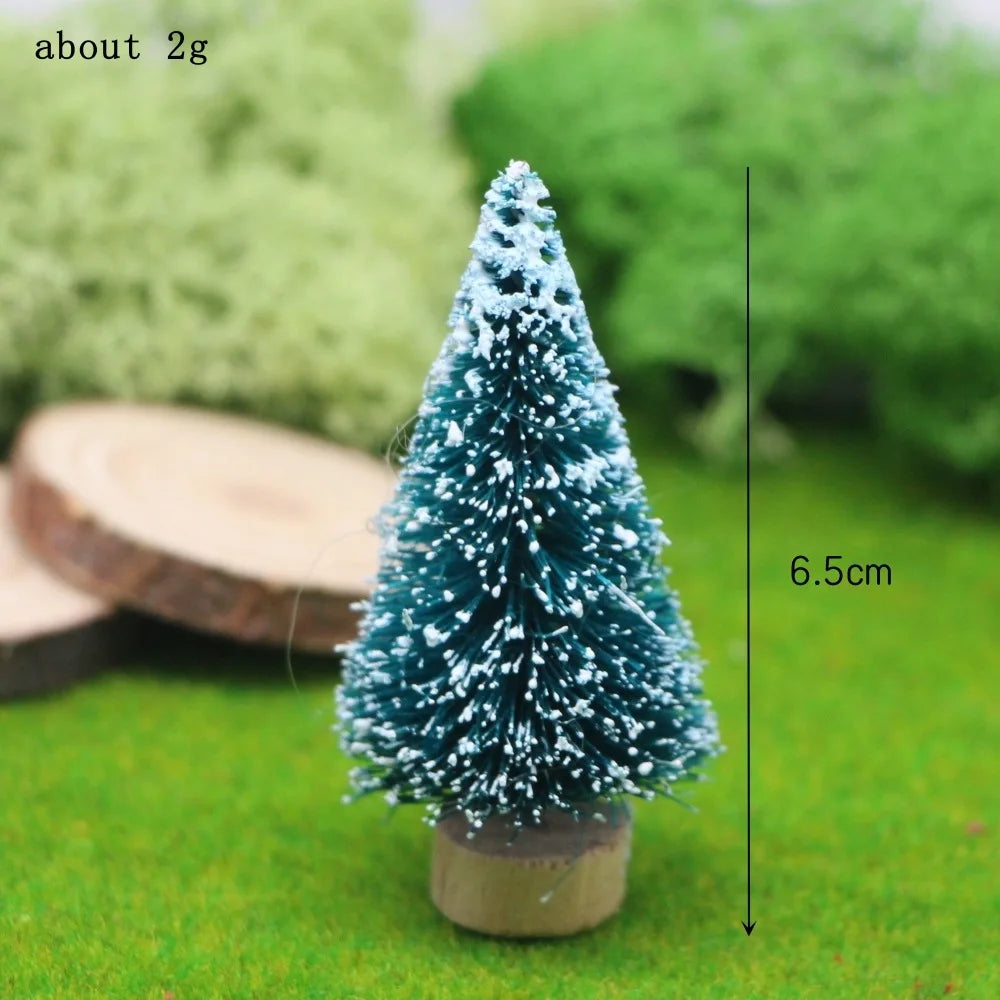1Pcs "Merry Chrismas" Sisal  Simulation Christmas Tree Miniature Scene  Snowflakes Little Pine Needle Tree Dollhouse Decor