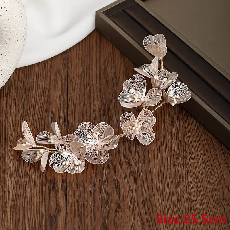 Bridal Headwear Wedding Hair Accessories Flower Headband Wedding Hair Jewelry Prom Hair Vine Gold/Silver Color Flower Tiara ML