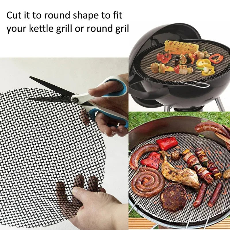 1/3/5PCS Non-Stick Reusable BBQ Grill Mat Easy To Clean Mesh Pad for Electric Gas and Charcoal Grills Outdoor Cooking