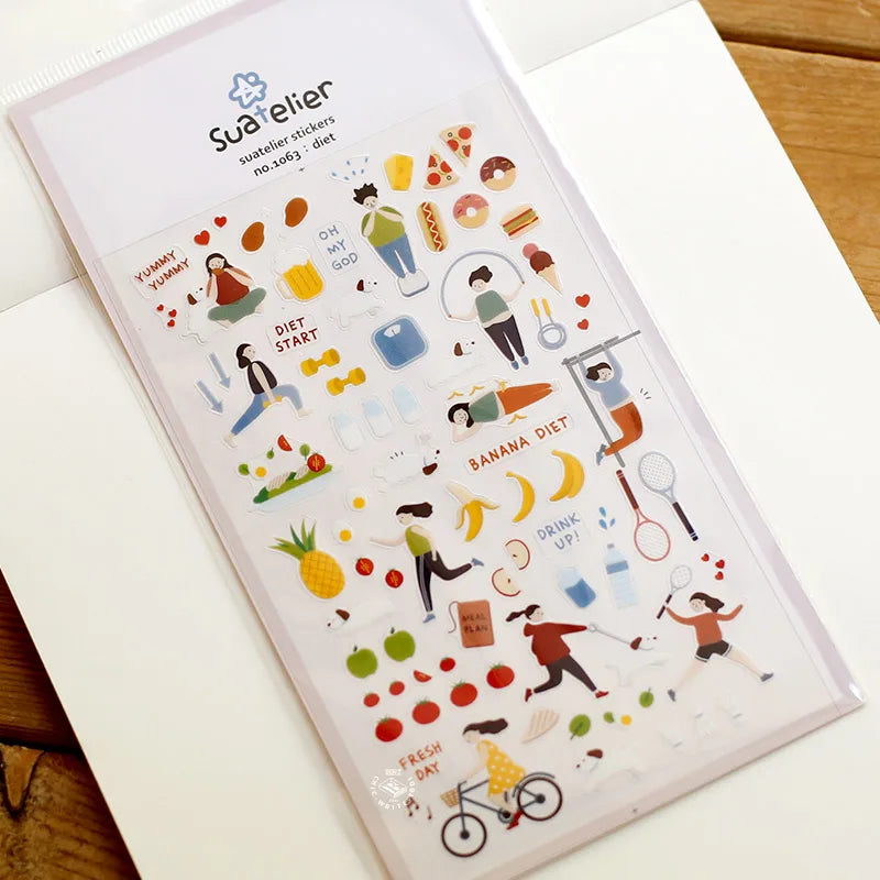 Korean Import Original Suatelier Collection Kawaii Daily Stickers Scrapbooking Diy Journal Stationery Sticker Deco Art Supplies