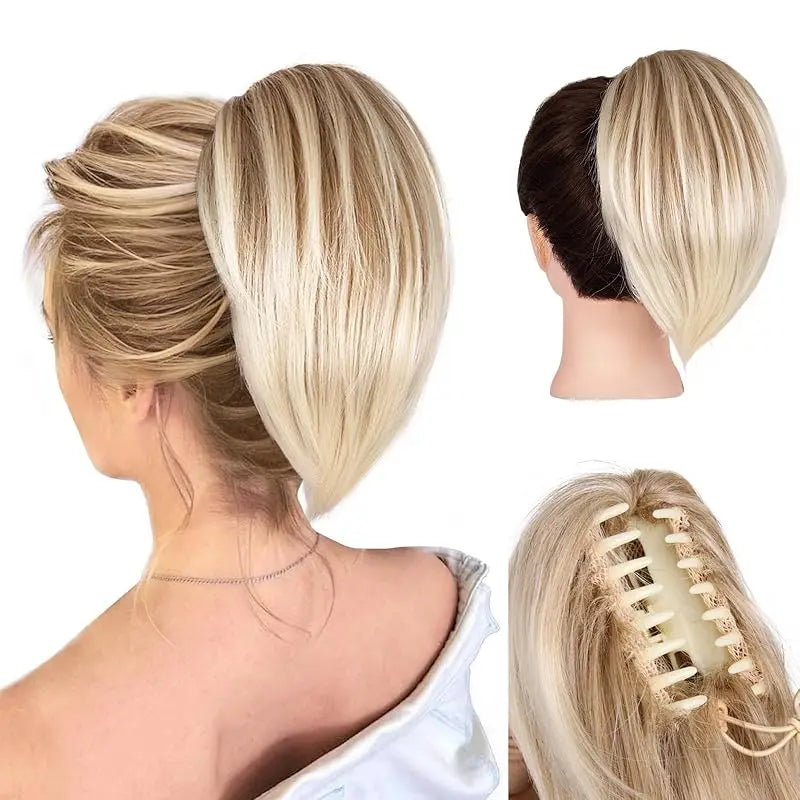 Claw-Clip Ponytail Extension For Women - Short Straight Synthetic Hair Extension, Clip-In Ponytail Extension For Every Occasions
