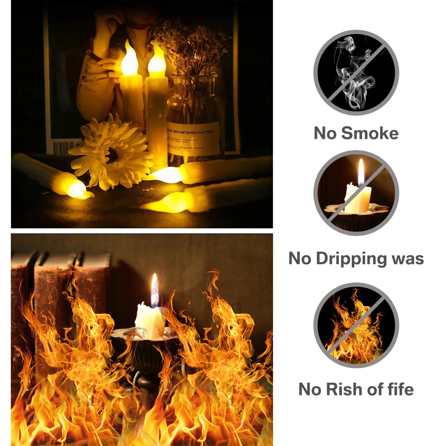 Church LED Taper Candles 16.5cm Flameless Battery Operated Window Candles for Christmas Wedding Churches Birthday Party Decor