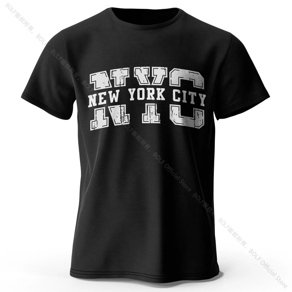 Men's New York City Letter Printed T-Shirt 100% Cotton Oversized Street Graphic Tees for Men Women Summer Tops