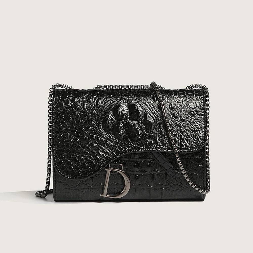 2025 Fashion Crocodile Pattern Chain Crossbody Bag Shoulder Bag Summer New Small Square Bag