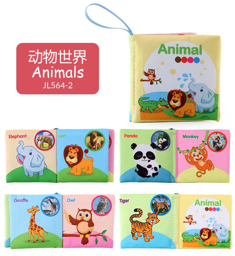 8 Page Cloth Book Infant Soft Books Cartoon Animals Numbers Food Cognitive Development Learning Early Education Toys For Kids