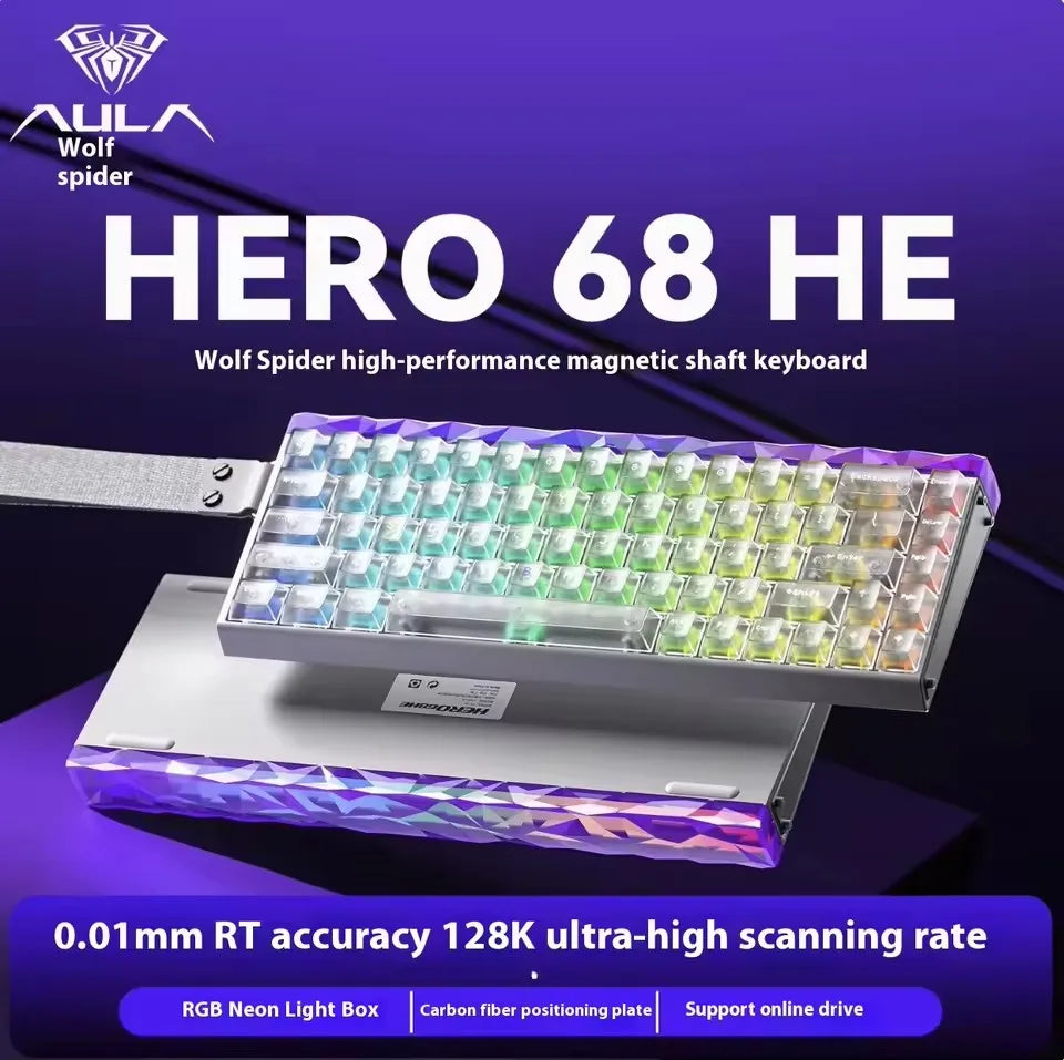 AULA HERO 68HE Magnetic Switch Keyboard Rapid Trigger 8K Polling Rate Esports Gaming Keyboard RGB Wired Mechanical Keyboard