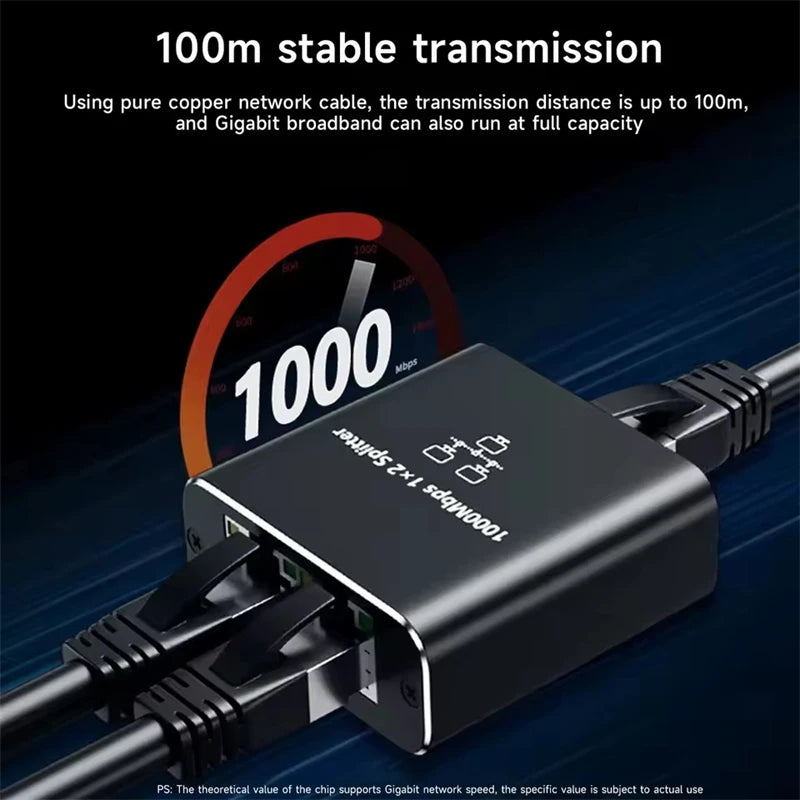 Gigabit 1000Mbps Network Splitter 1 IN 2 Ethernet Adapter Lan Connector Switch Coupler for PC Laptop TV Box RJ45 Extender Plug