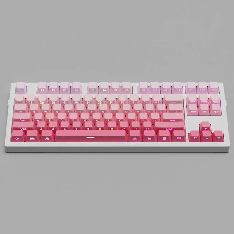 133 Keys Double Shot Shine Through Keycaps Strawberry Pink Side Print PBT Keycaps Cherry Profile for MX Switches Gaming Keyboard