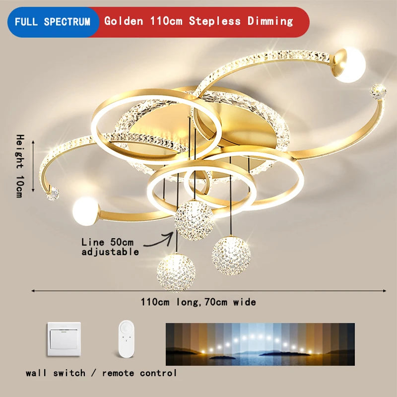Living room main lamp chandelier New light luxury bedroom lamps Modern simple crystal living room lamp ceiling light