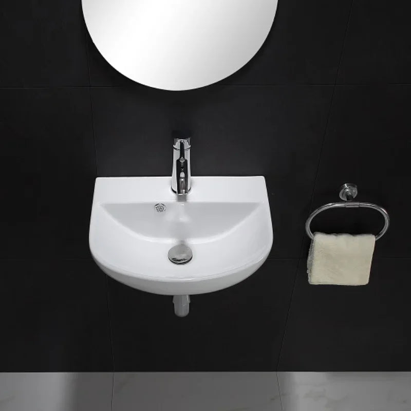 Apartment Bathroom Washbasin Bathroom Mirror Face Wash Sink White Ceramic Sink Simple Art Washbasin on The Counter