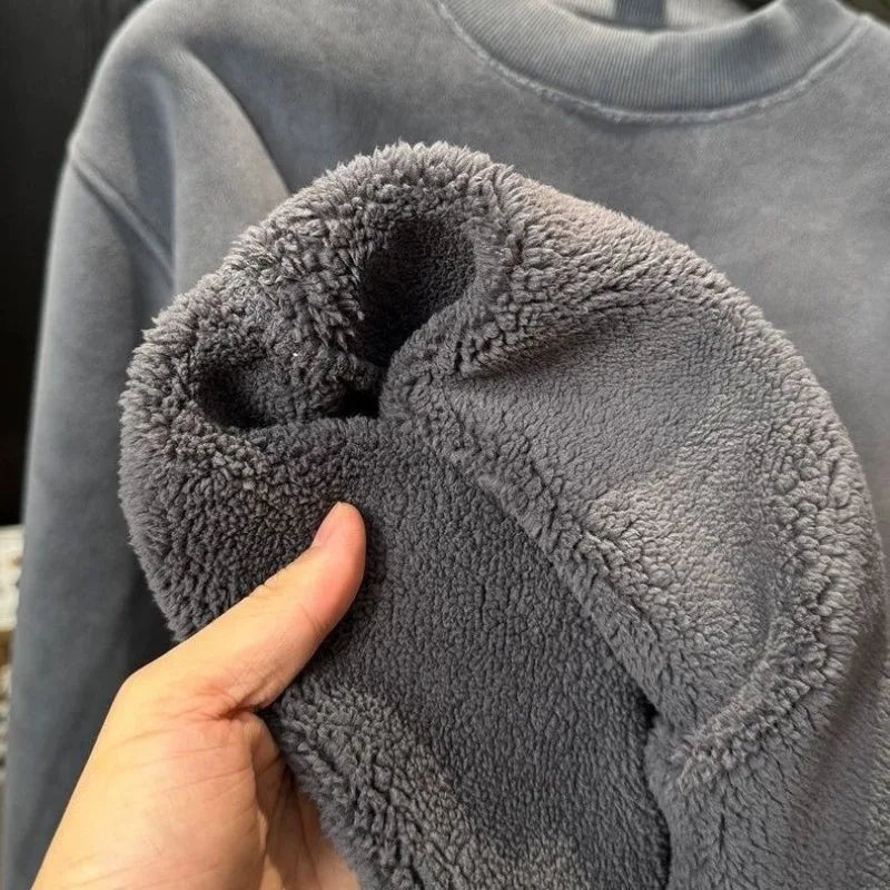 Winter Extra-thick Camel Hair Men's Hoodie Printed Letters HeavyWeight Thick Sweatshirt Casual Fleece windproof Thermal Shirts