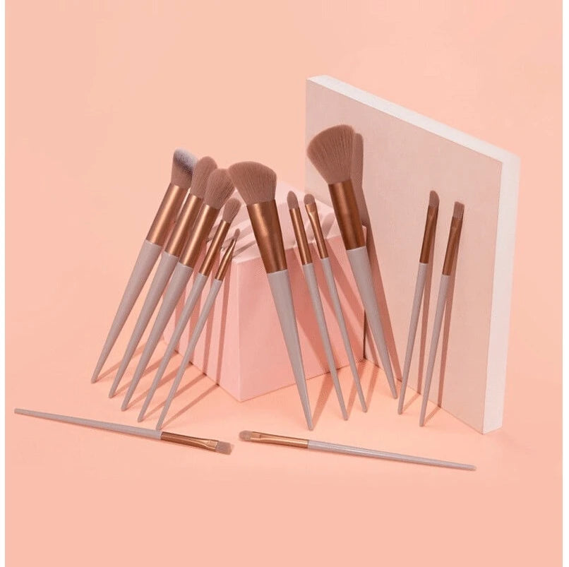 13 Pieces Of Net Red Milk Tea Color Makeup Brush Suit Full Set Of Paint Eye Shadow Paint Quick-drying Soft Brush