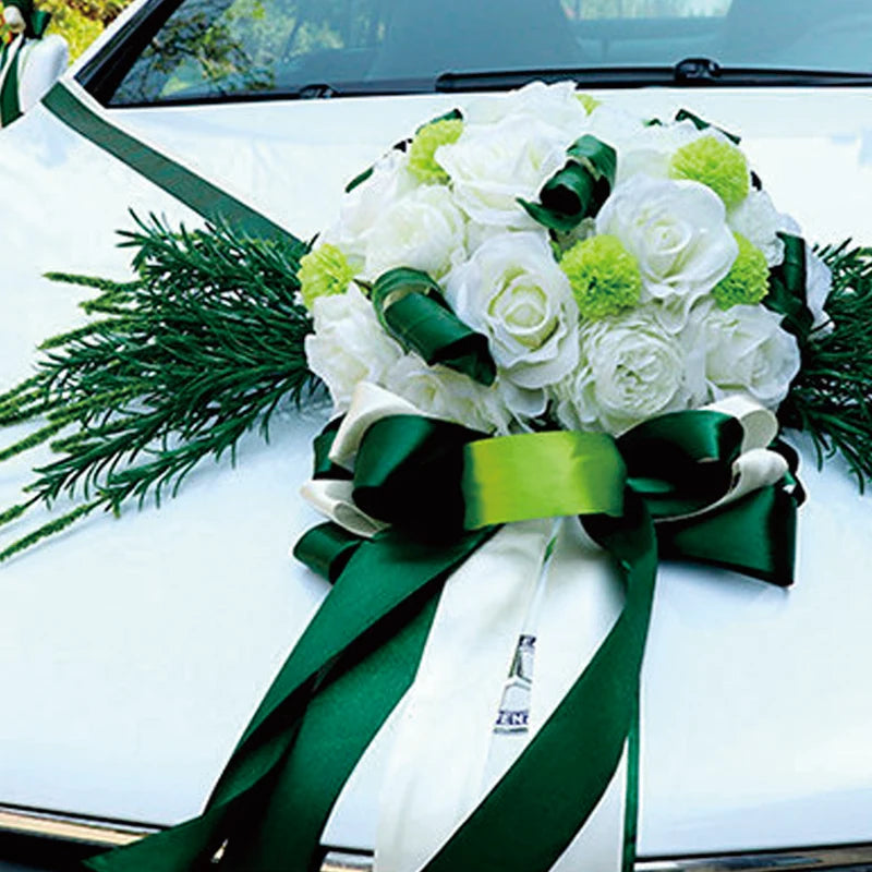 Artificial Flowers For Wedding Car Decoration Church Forest Ceremony Decor Fresh White Green Suite High-End Fake Flower Ball