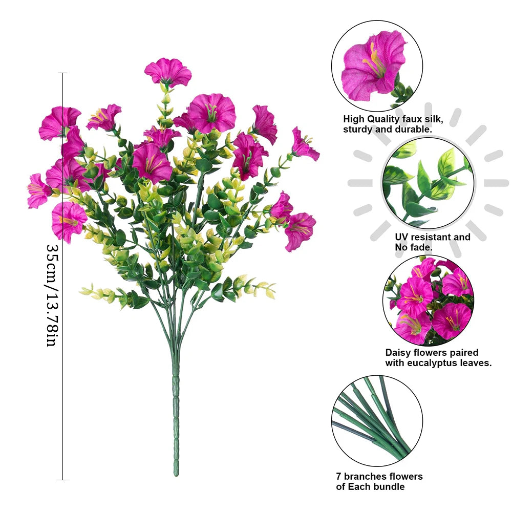 Artificial Flowers for Outdoors Decoration Silk Faux Flowers Uv Resistant Fake Plants for Garden Balcony Yard Porch Home Decor