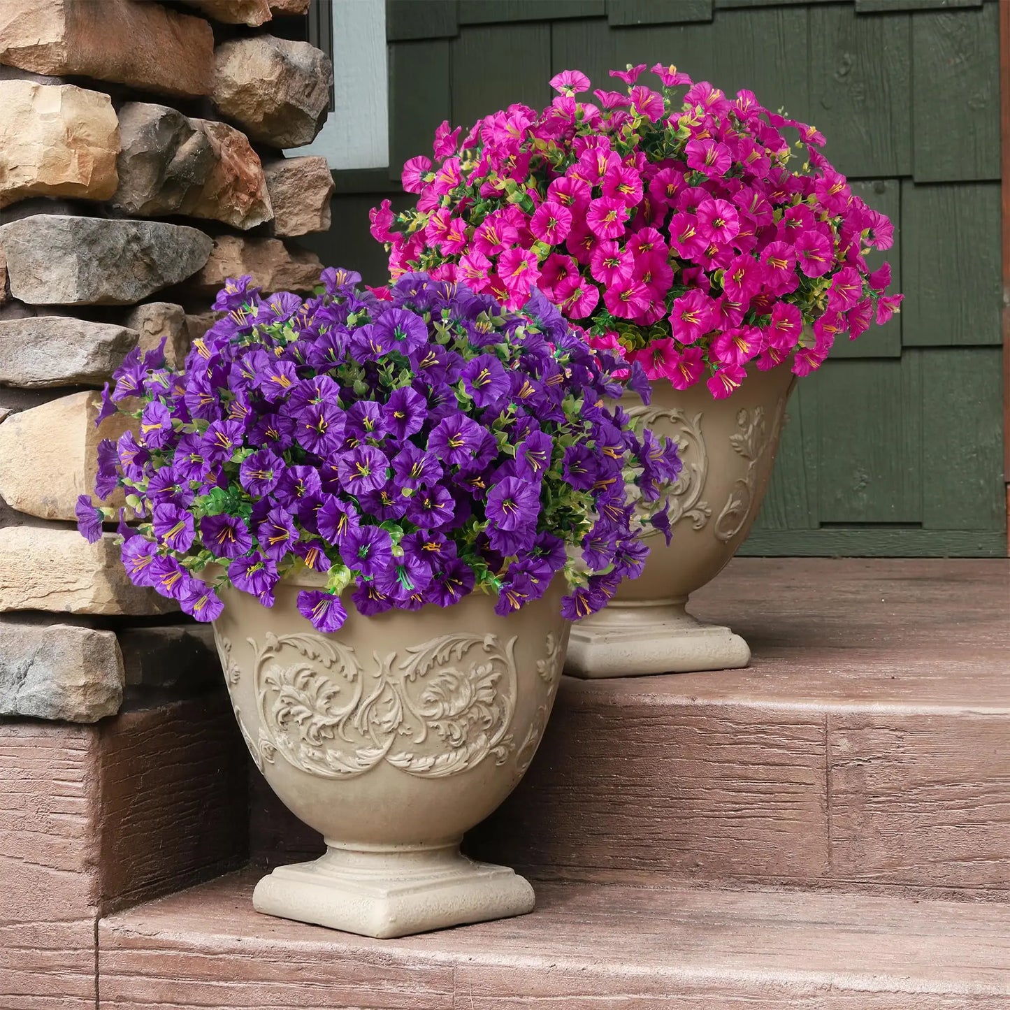 Artificial Flowers for Outdoors Decoration Silk Faux Flowers Uv Resistant Fake Plants for Garden Balcony Yard Porch Home Decor