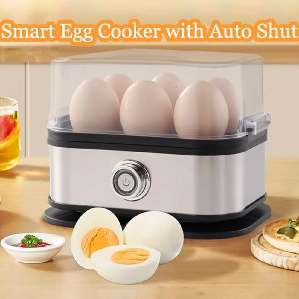 200W Power Eggs Boiler Space Saving 6 Eggs Capacity Smart Egg Cooker Stainless Steel Multi Functional Rapid Egg Cooker