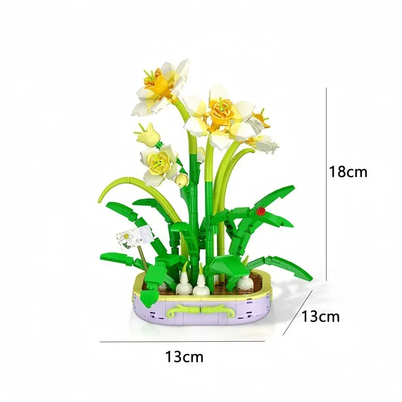 KNEW BUILT Creative 3D Epiphyllum Potted Building Block Toy-Uplift Mood with Love,Ideal Holiday Gift For Girl,Decorate Your Home