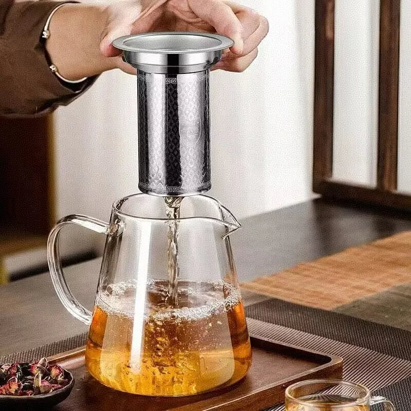 450ml-1350ml Heat Resistant Glass Teapot with Stainless Steel Tea Strainer Infuser Flower Puer Tea Pot Kung Fu Tea Maker Tea Set