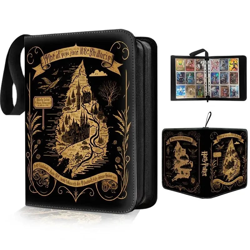Harry Potter Card Book  Binder Album Holder Collcetion Card 900pcs Card Holder 9 Grid PU Gold Stamping Folder Toy Gift