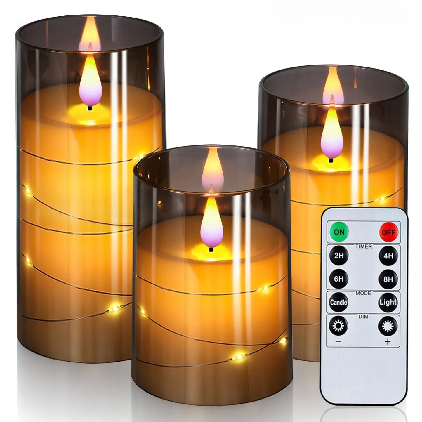 Flickering Flameless Candles Battery Operated Candles LED Candles with Remote Timer for Home Wedding Birthday Decor 3D Flame