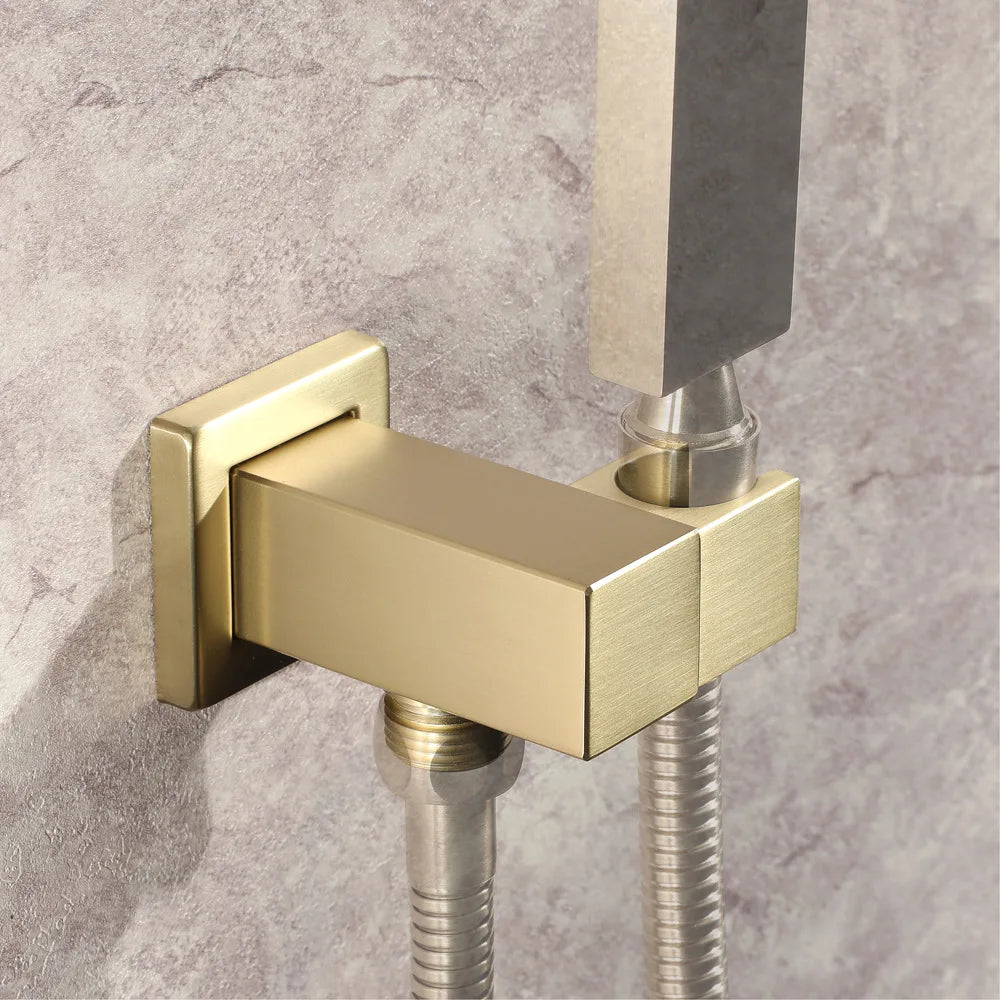 Bathroom Handheld Shower Head Holder Rack Bracket Wall Connector Wall Outlet Elbow Brass Wall Mounted Hand Shower Support