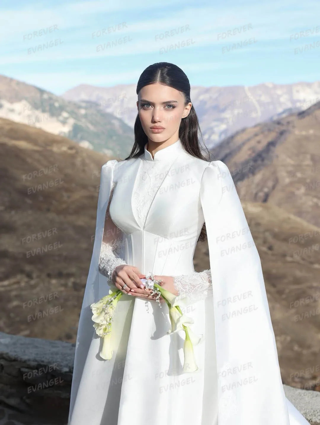 Charming Wedding Dresses  Woman's Formal Mermaid Shawl Long Sleeve Bride Gowns High Neck Muslim 2026 Customized Vestido De Novia