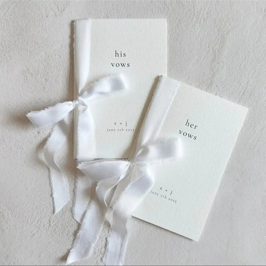 Set of 2 Personalized Wedding Vow Books His and Her Paper Vow Books Customized Wedding Vow Book with Silk Ribbon gift for Bride