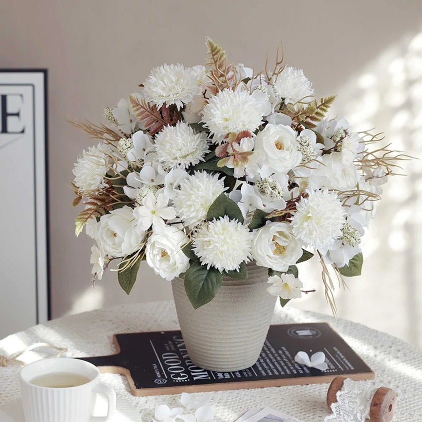 Artificial Flowers Rose Festival Home Decoration Wedding Bridal Bouquet Dried Flowers Birthday Gift Accessories Fake Flowers Ou